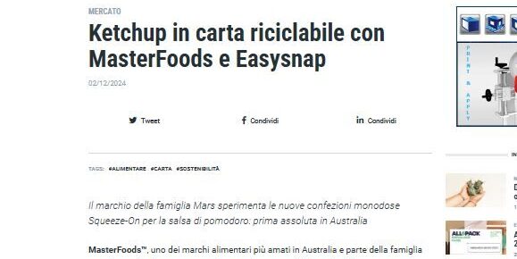 Italia Imballaggio Masterfoods Easysnap Technology