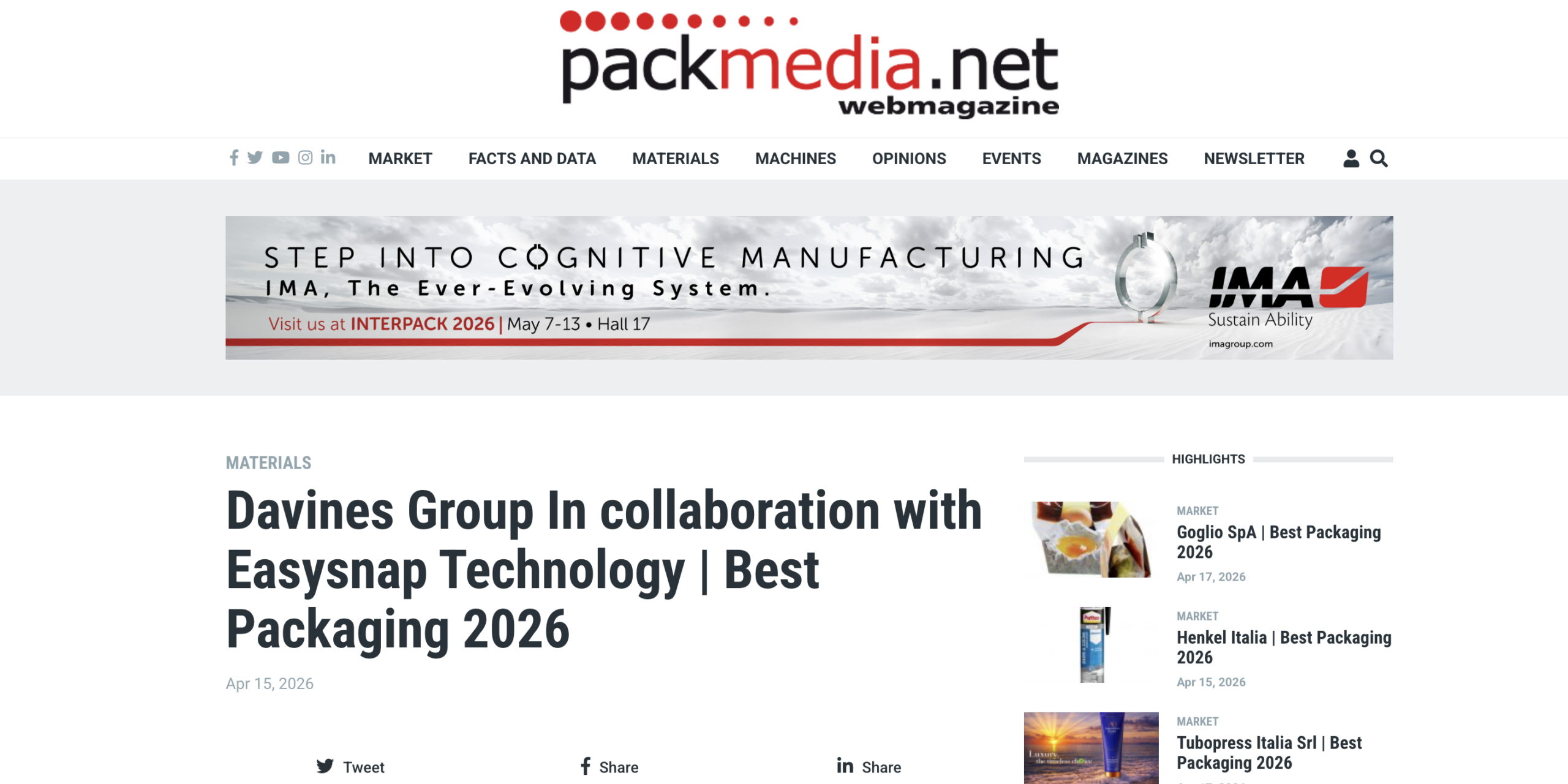 Davines Group In collaboration with Easysnap Technology Single Dose Papersnap Packaging